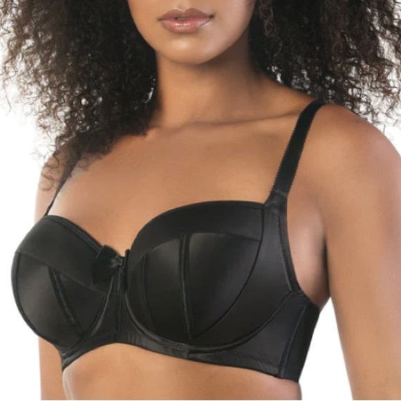 PARFAIT CHARLOTTE UNDERWIRE PADDED BRA with tuxedo bow in BLACK size 32DD NEW - Picture 1 of 6